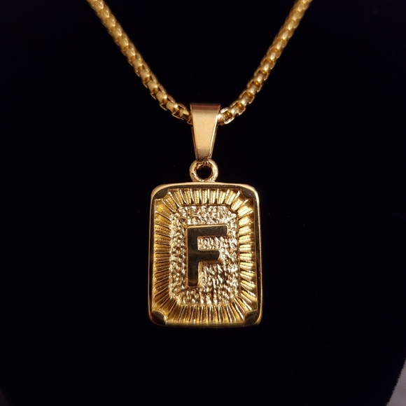 Jewelry - New Gold Plated Initial "F" Box Chain Neck…
